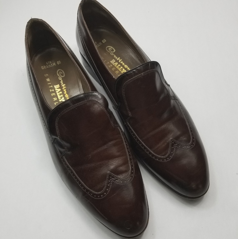 Bally Continentals Wingtip Slip On Loafer Mens 9.5